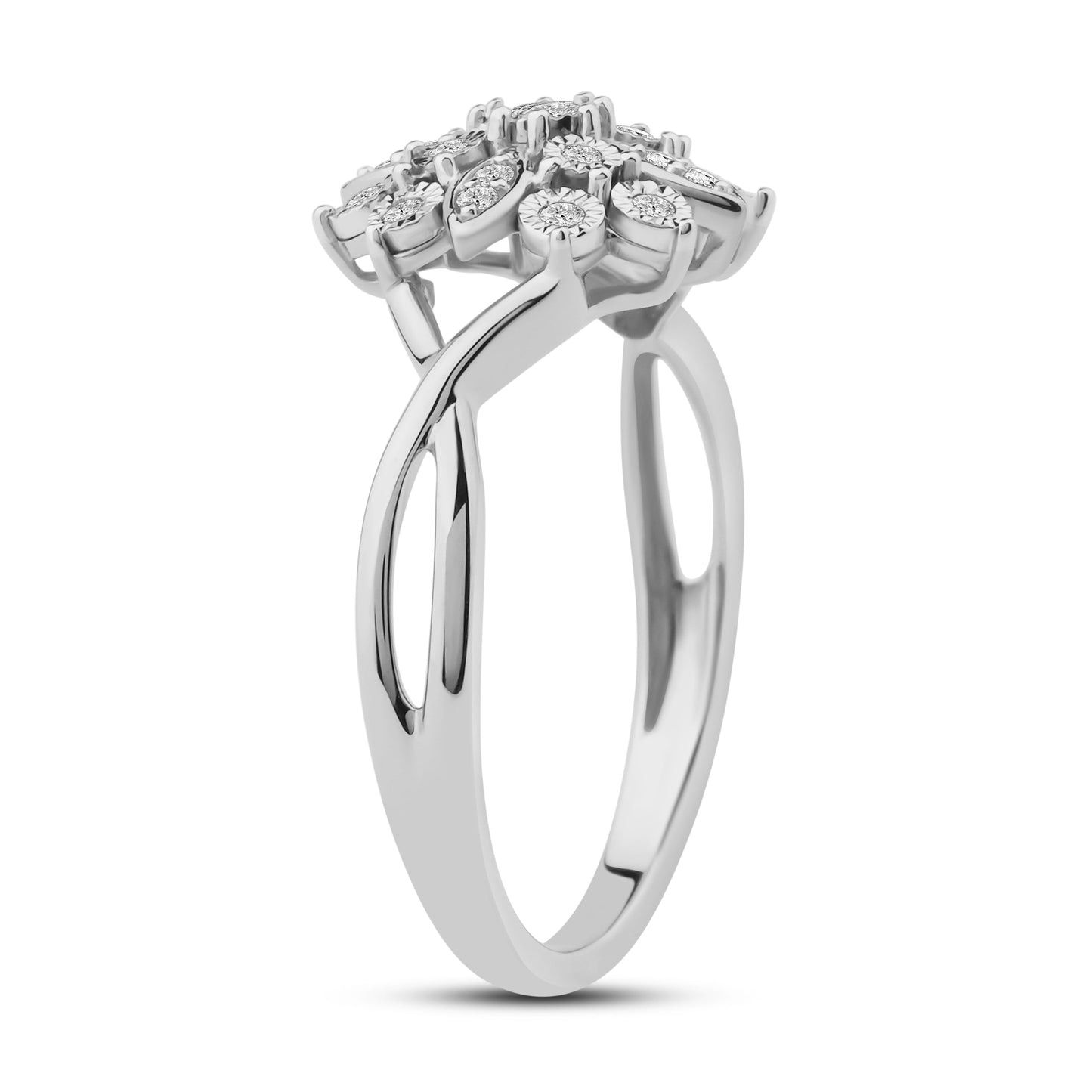 Diamantring i Gult eller Hvitt Gull (585) med 0.16ct TW/SI Diamanter
