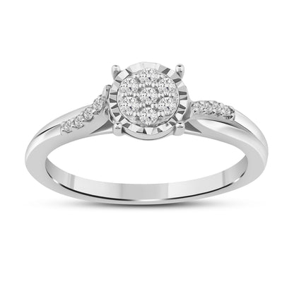 Diamantring i Hvitt/Gult Gull (585) med 0.15ct TW/SI Diamanter