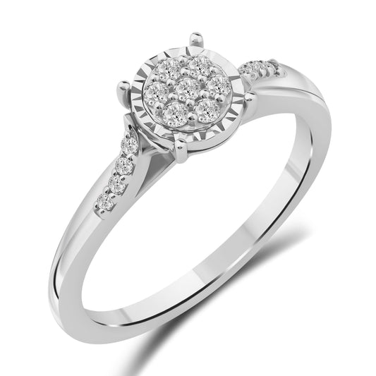 Diamantring i Hvitt/Gult Gull (585) med 0.15ct TW/SI Diamanter