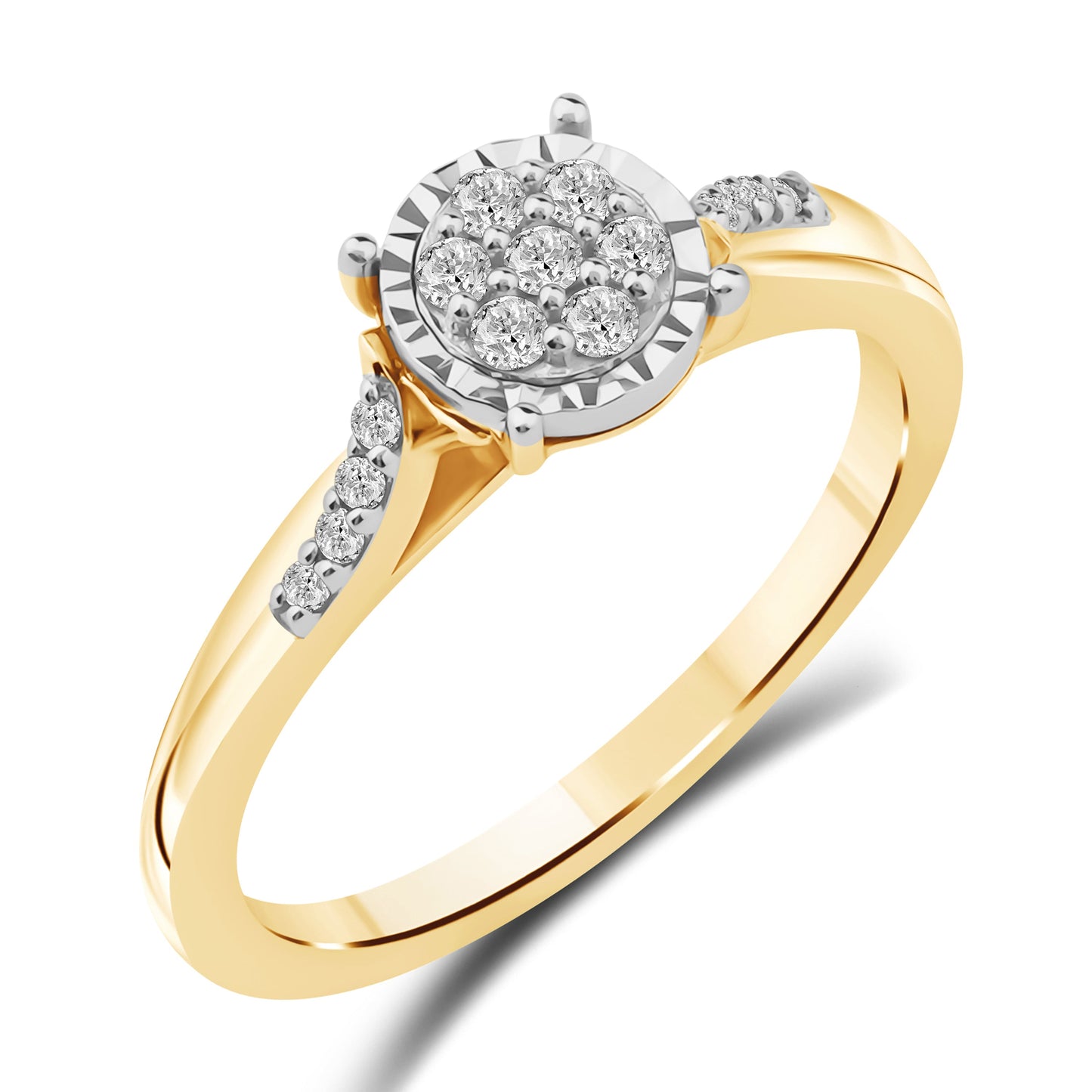 Diamantring i Hvitt/Gult Gull (585) med 0.15ct TW/SI Diamanter