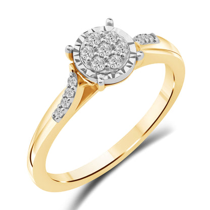 Diamantring i Hvitt/Gult Gull (585) med 0.15ct TW/SI Diamanter