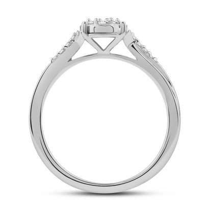 Diamantring i Hvitt/Gult Gull (585) med 0.15ct TW/SI Diamanter
