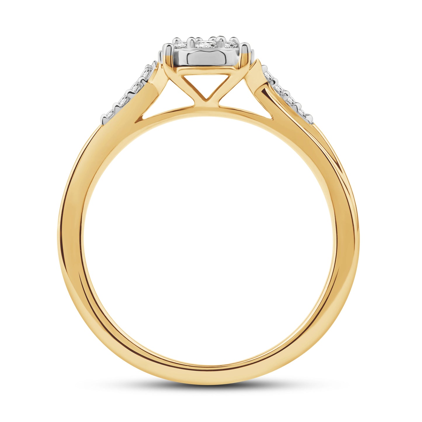 Diamantring i Hvitt/Gult Gull (585) med 0.15ct TW/SI Diamanter
