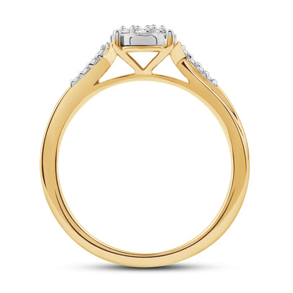 Diamantring i Hvitt/Gult Gull (585) med 0.15ct TW/SI Diamanter