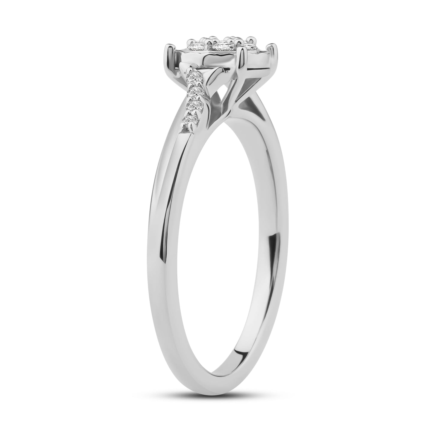 Diamantring i Hvitt/Gult Gull (585) med 0.15ct TW/SI Diamanter