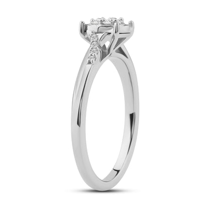 Diamantring i Hvitt/Gult Gull (585) med 0.15ct TW/SI Diamanter