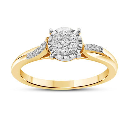 Diamantring i Hvitt/Gult Gull (585) med 0.15ct TW/SI Diamanter