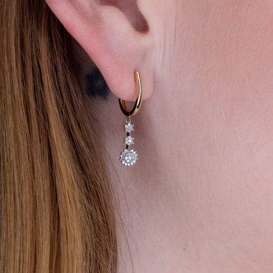 Diamantøredobber i gult gull, 0.25ct TW Si