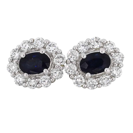Diana Diamant øredobber med safir i hvitt gull, 1.00CT TWSI - Diamanthuset