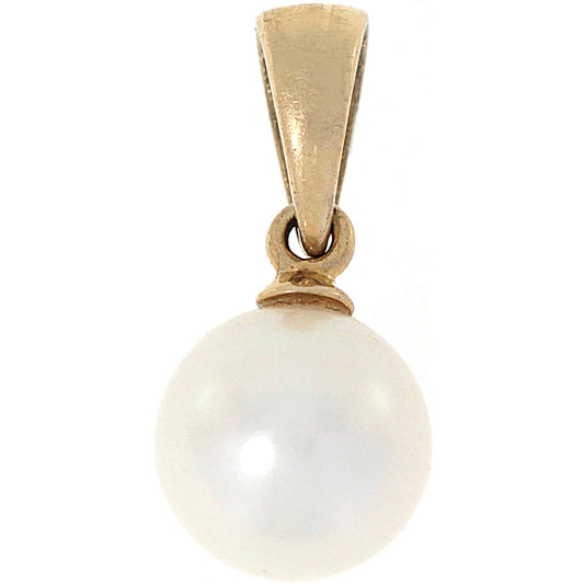 Halssmykke med perle i gult gull, 7mm