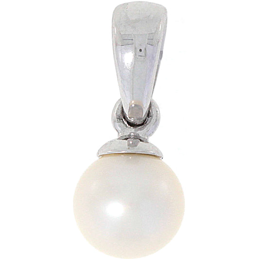 Halssmykke med perle i hvitt gull, 5mm