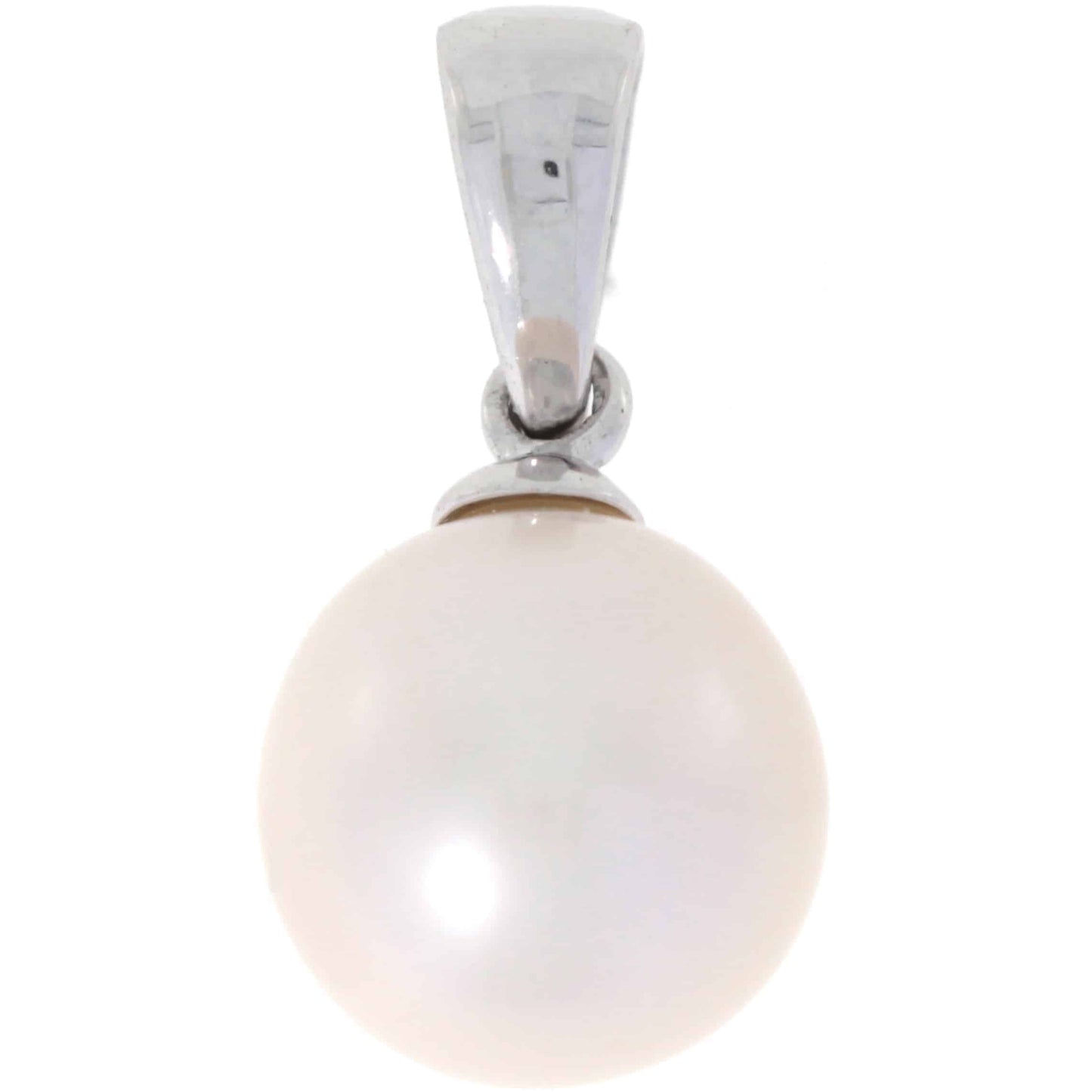 Halssmykke med perle i hvitt gull, 8mm