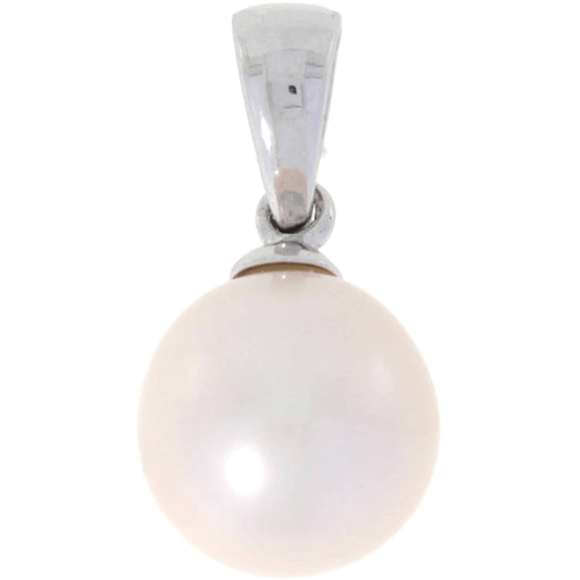 Halssmykke med perle i hvitt gull, 8mm