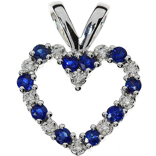 Diamant halssmykke med safir i hvitt gull, 0.05CT TWSI - Diamanthuset