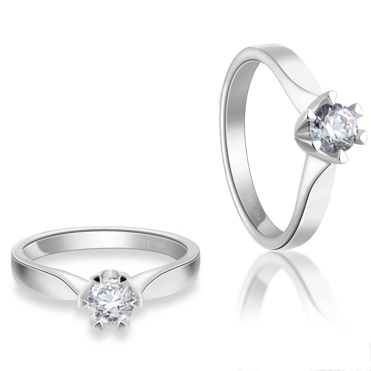 Victoria enstens diamantring i Hvitt/Gult Gull, 1.00CT TWSI - Med Intenasjonalt Diamantsertifikat