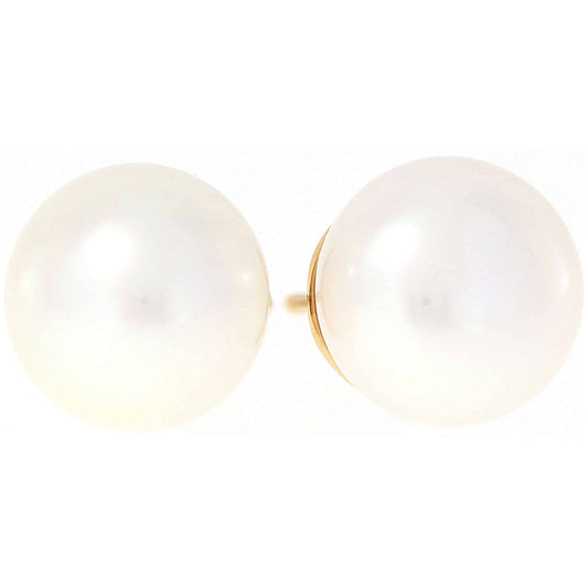 Øredobber med perle i gult gull, 10mm
