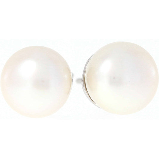 Øredobber med perle i hvitt gull, 10mm