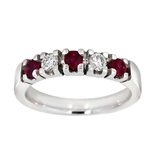 Diamantring 0.20ct TW/SI med rubin i hvitt gull - Diamanthuset