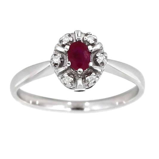 Diana Diamantring med rubin i hvitt gull, 0.03CT TWSI - Diamanthuset