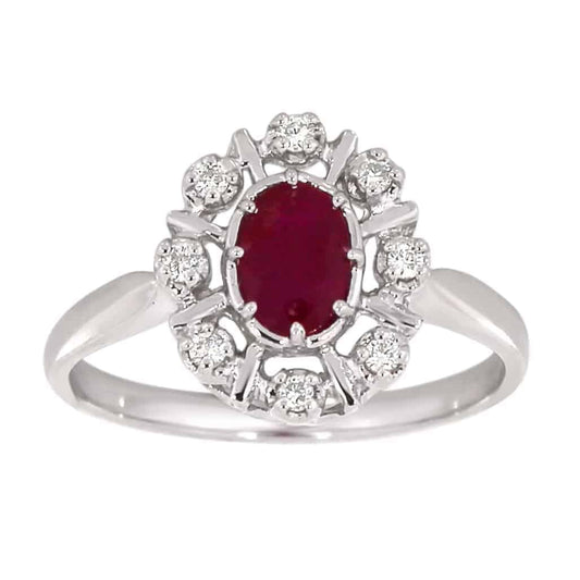 Diana Diamantring med rubin i hvitt gull, 0.08CT TWSI - Diamanthuset